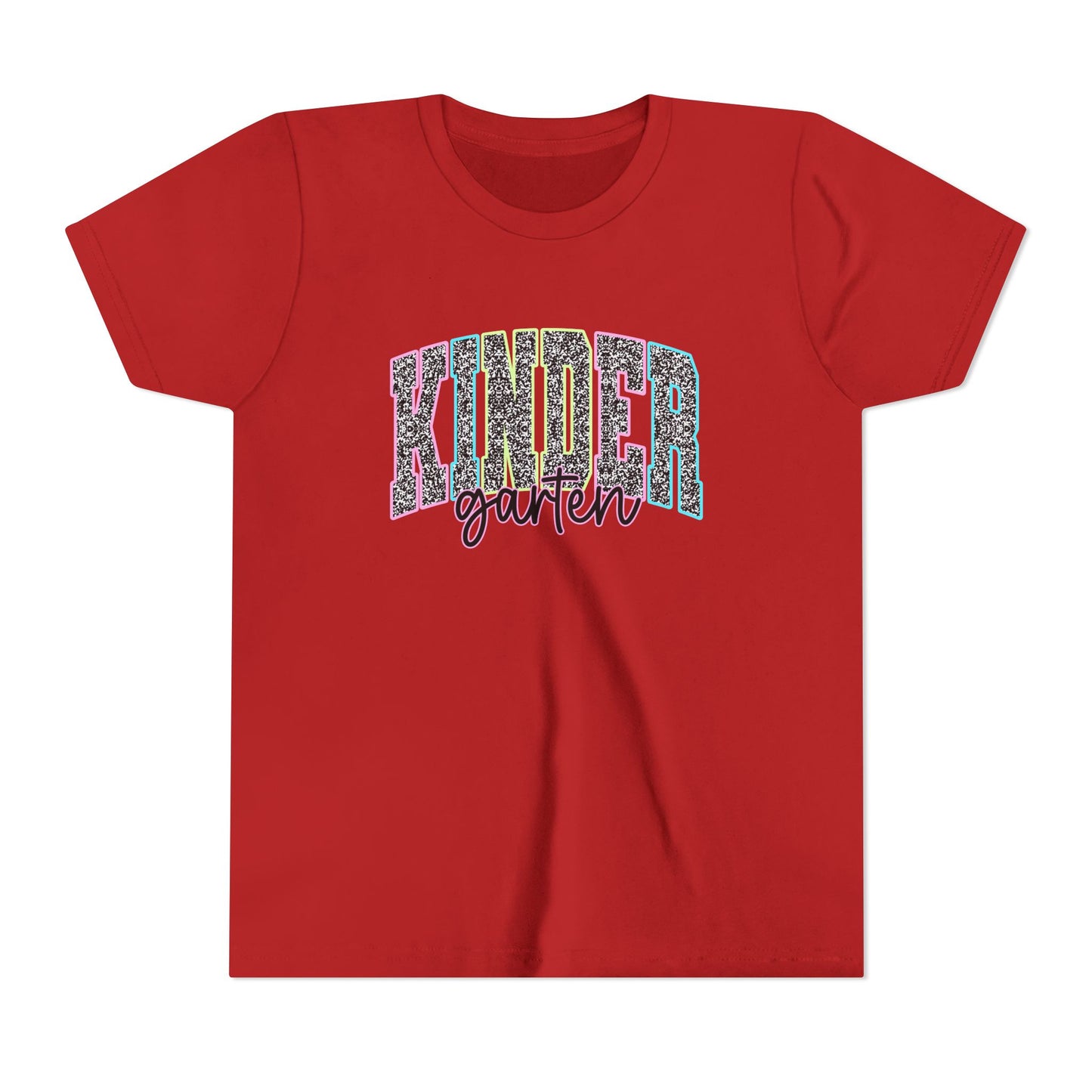 Kinder Garden Youth Tee — Colorful Glitter Graphic Shirt for Kids