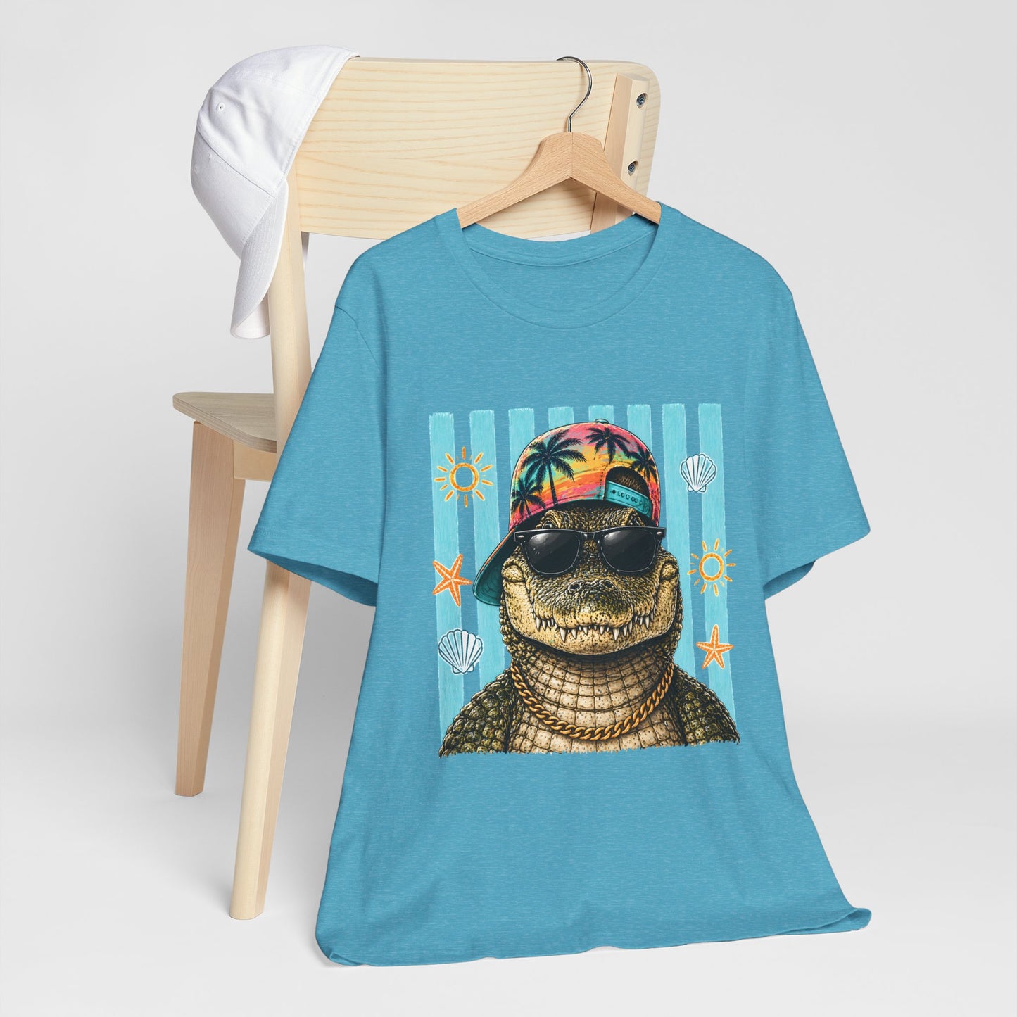 Alligator in Sunglasses Beach Tee — Tropical Summer Graphic T-Shirt
