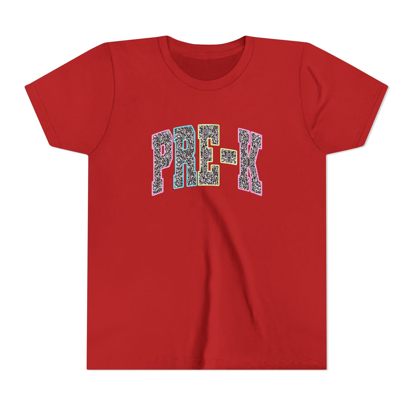 Pre-K Youth Tee — Colorful Glitter Lettering Back-to-School Shirt