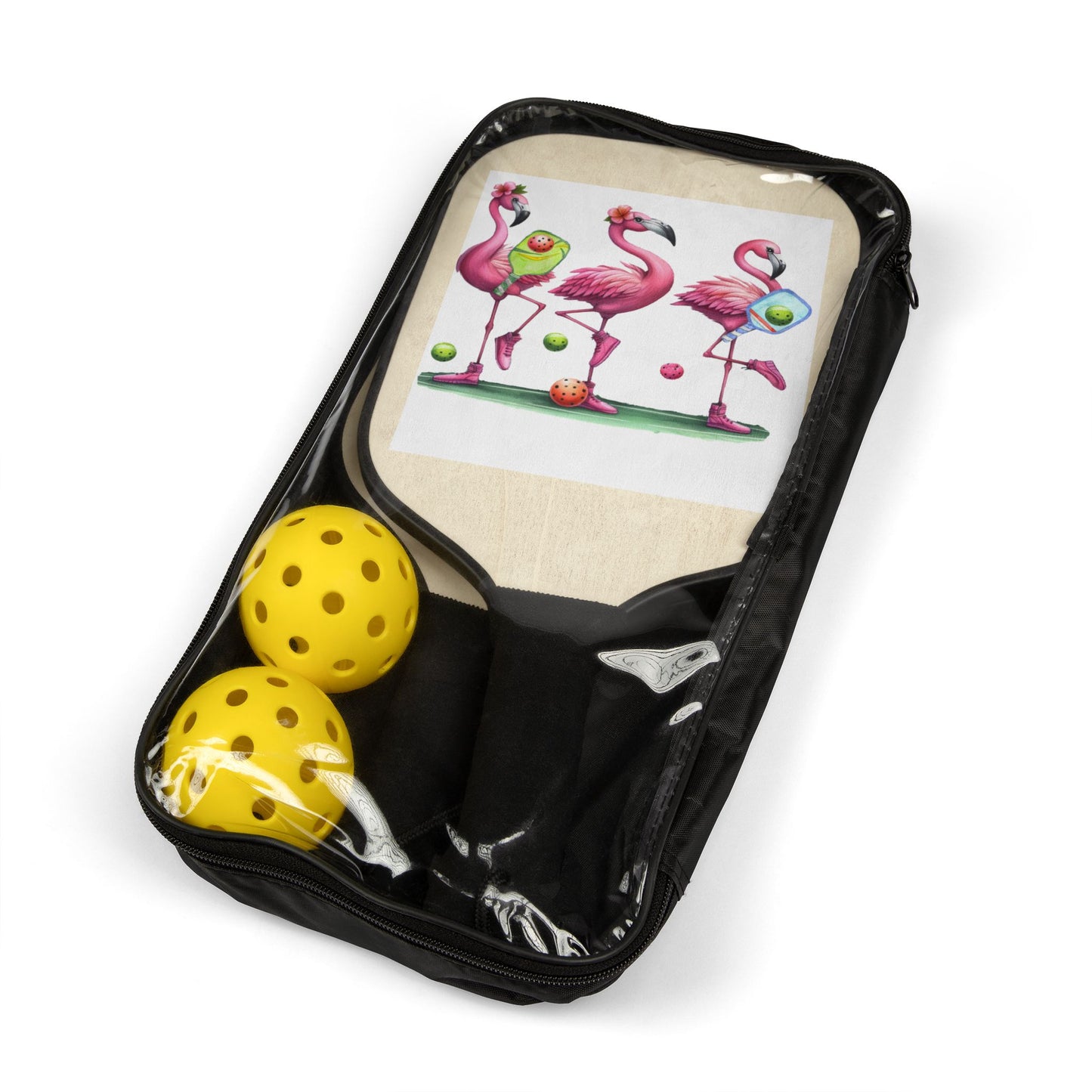 Flamingo Pickleball Paddle Set — Cute Flamingo Design Pickleball Kit (2 Paddles + Balls)
