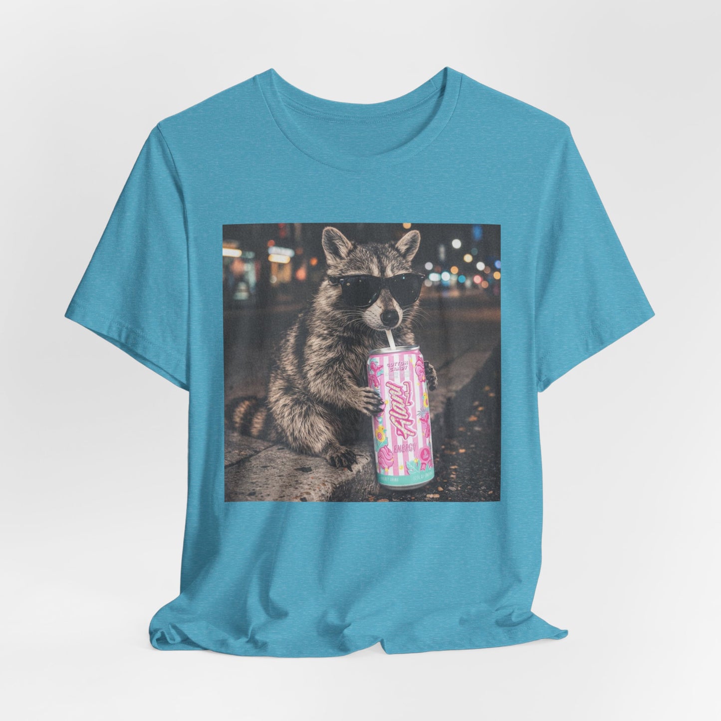 Raccoon Drinking Soda T-Shirt — Funny Urban Nightlife Graphic Tee