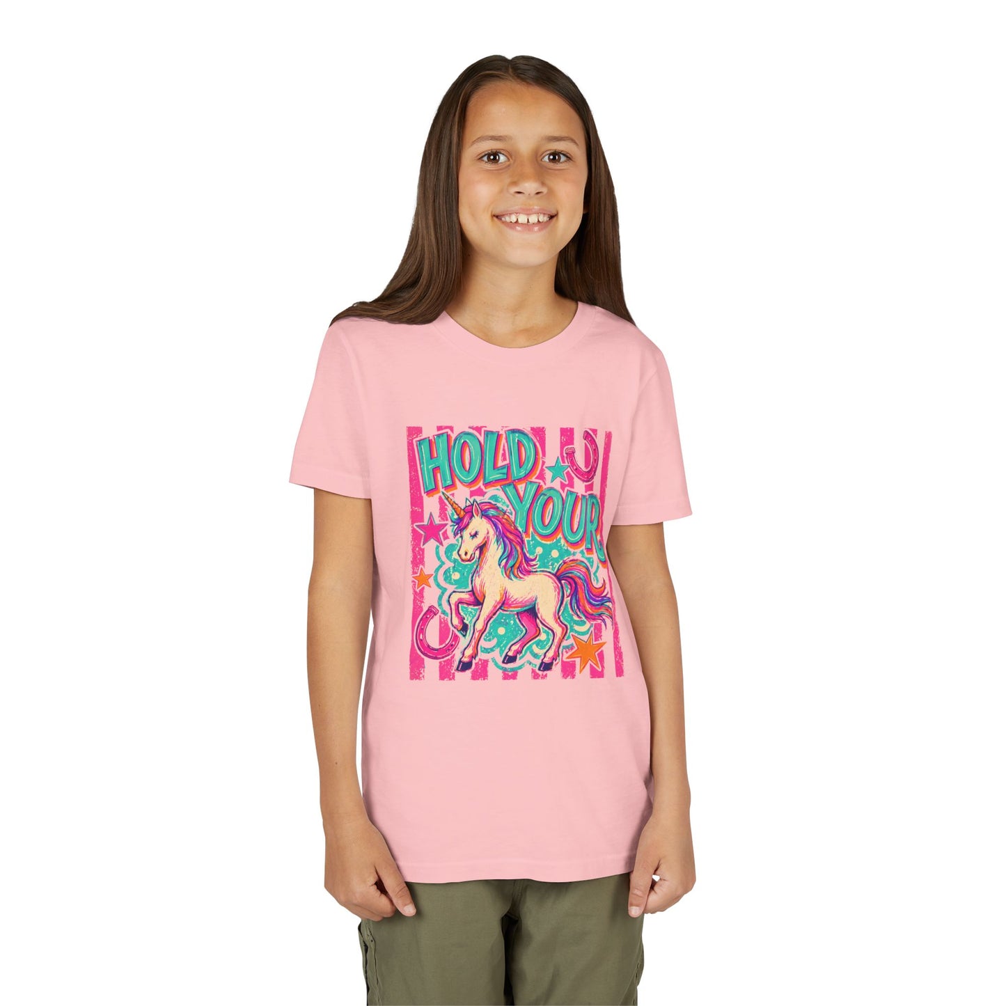 Youth Unicorn Tee "Hold Your" – Colorful Magical Kids T-Shirt
