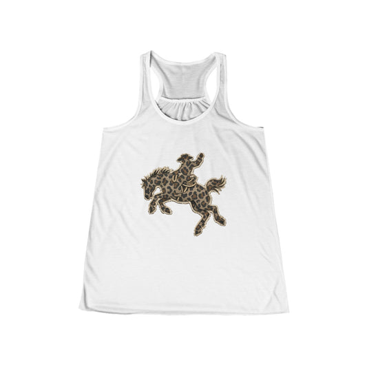 Cowgirl Rodeo Tank Top — Brown Floral Bucking Horse Racerback