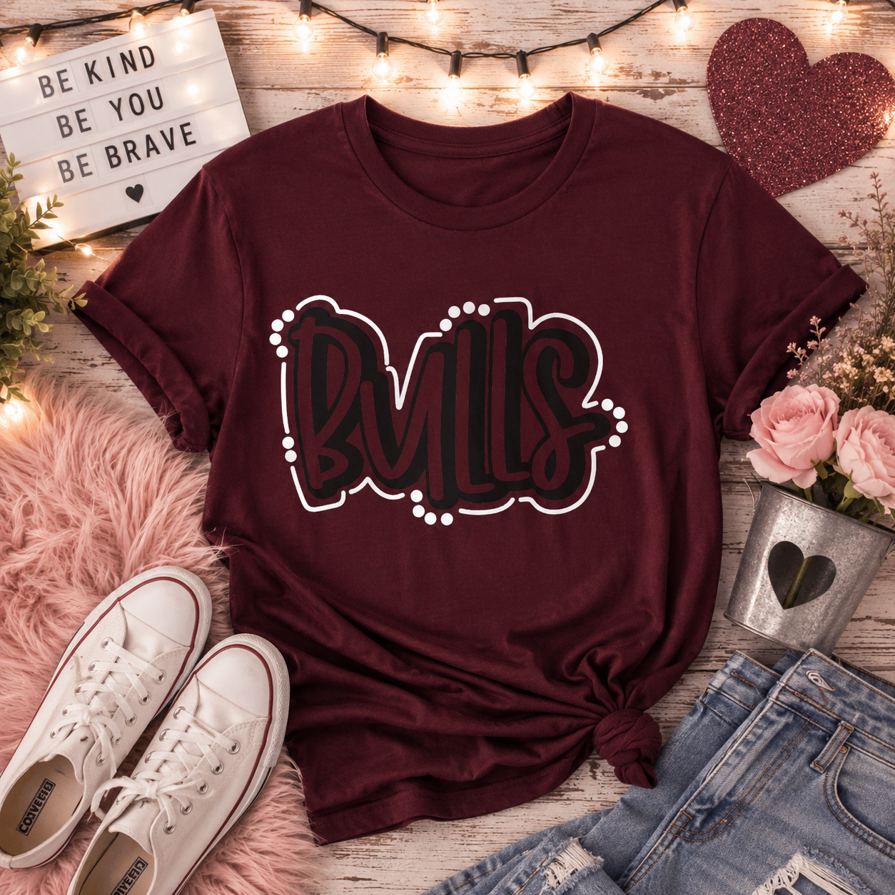 T-Shirt — Bold 'EVILS' Graffiti Logo Tee (Maroon)