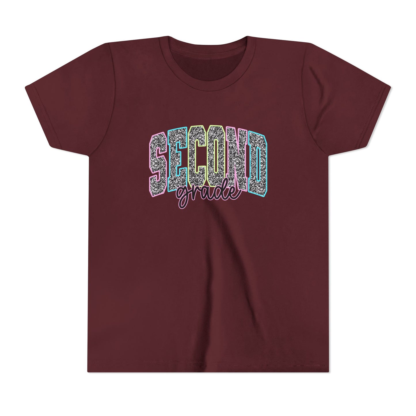 Second Grade Youth T‑Shirt — Colorful Glitter Lettering Back-to-School Tee