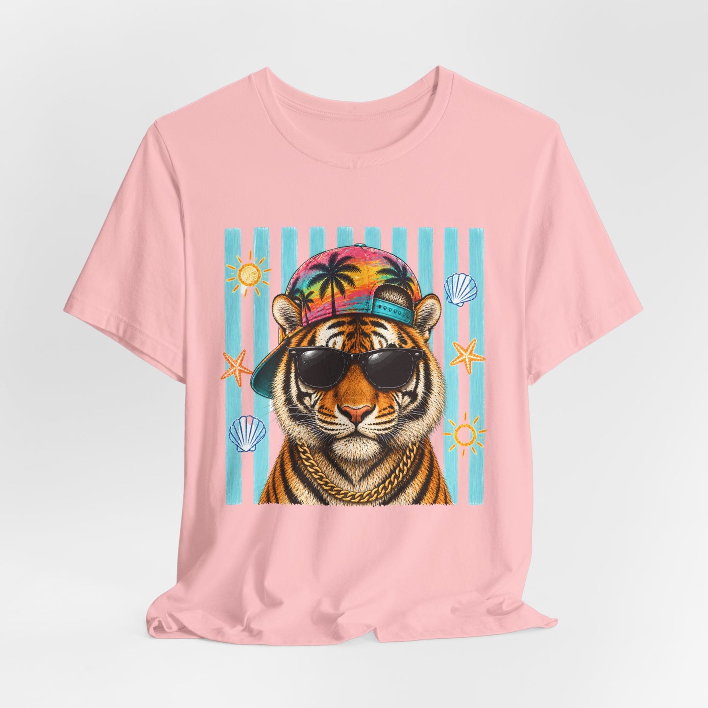 Tiger in Shades Beach T-Shirt – Tropical Vacation Graphic Tee