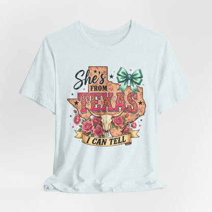 She's From Texas Tee – Floral Cowgirl State Pride T-Shirt