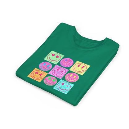 Youth Tee — Colorful Retro Smiley Grid Tee