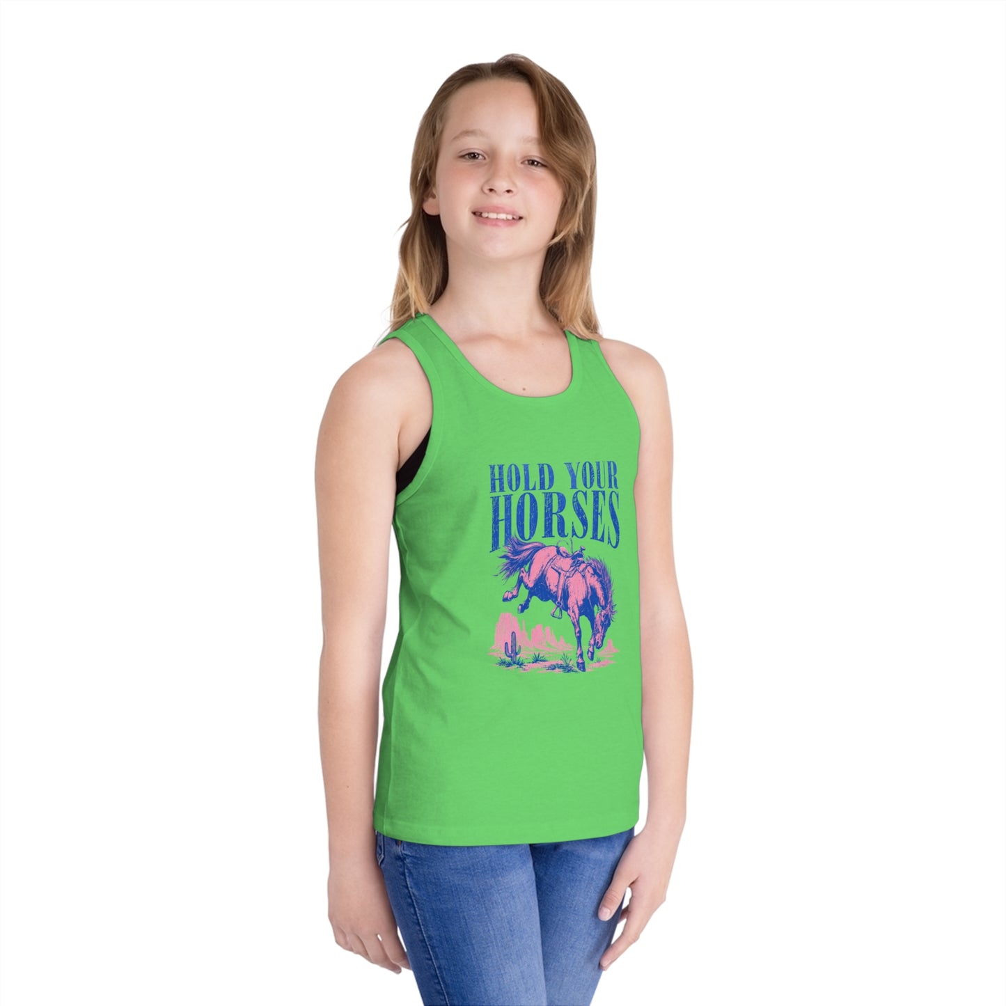 Kid's Tank Top — "Hold Your Horses" Vintage Rodeo Horse Graphic