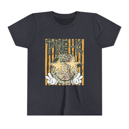 Pre-K Kids Tee — Camo Smiley Star Preschool Shirt for Boys & Girls