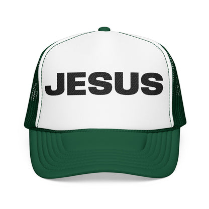 Jesus Foam Trucker Hat — Christian Mesh Cap for Faith-Based Events
