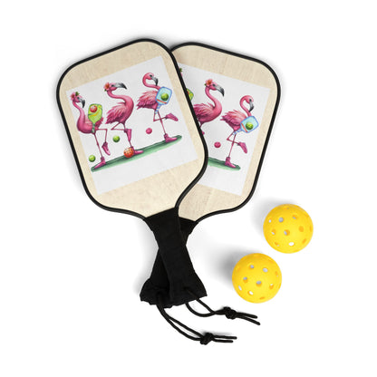 Flamingo Pickleball Paddle Set — Cute Flamingo Design Pickleball Kit (2 Paddles + Balls)