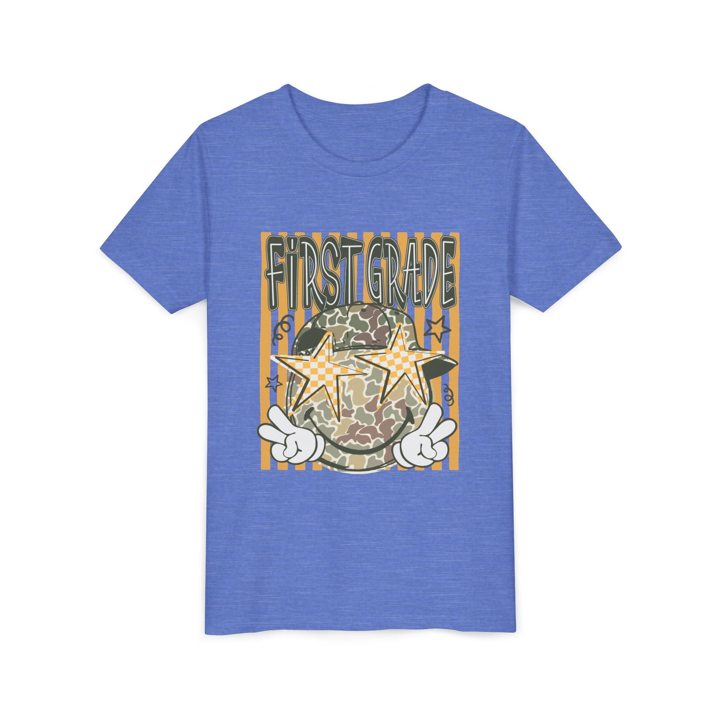 First Grade Camo Stars Youth Tee - Back to School Kids T-Shirt