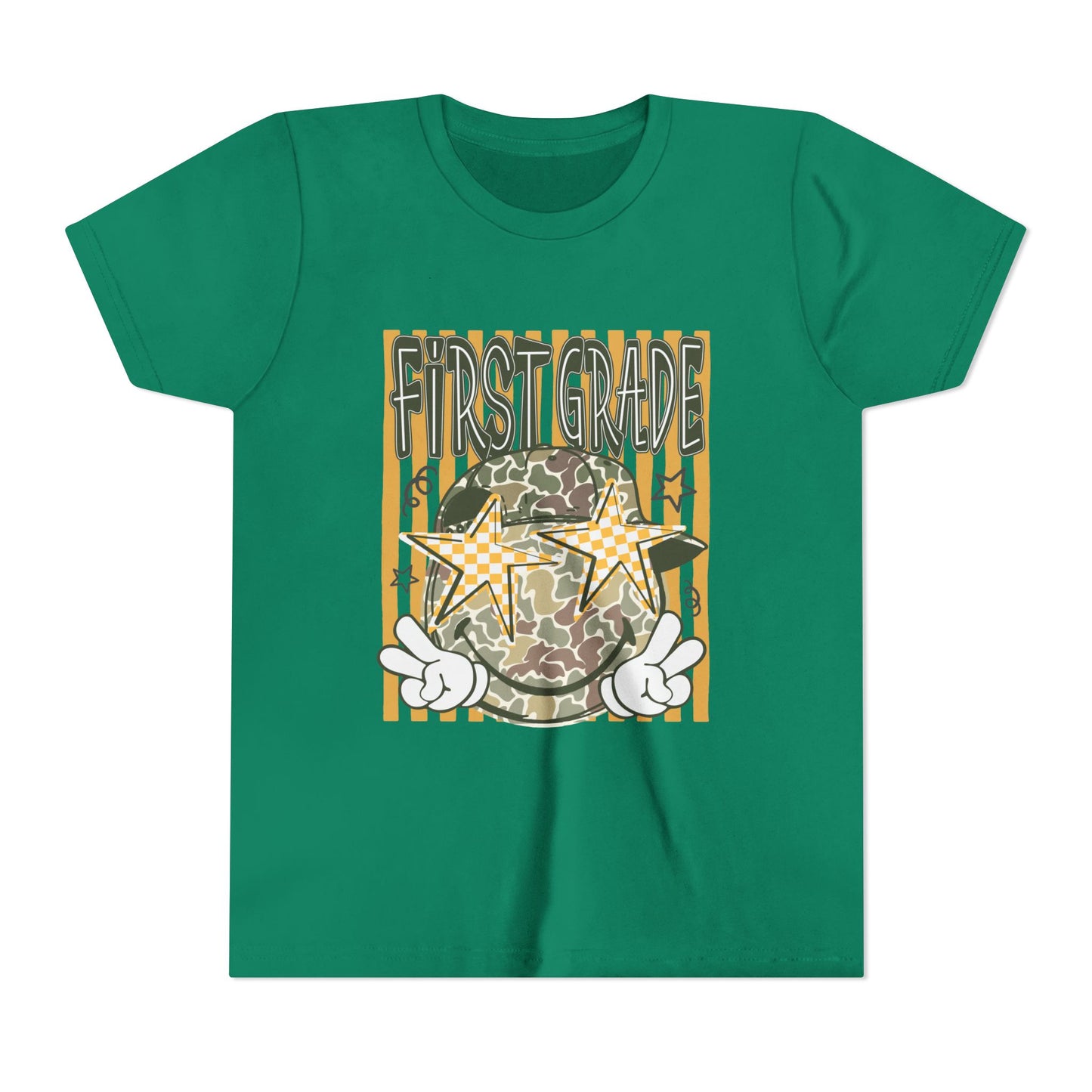First Grade Camo Stars Youth Tee - Back to School Kids T-Shirt