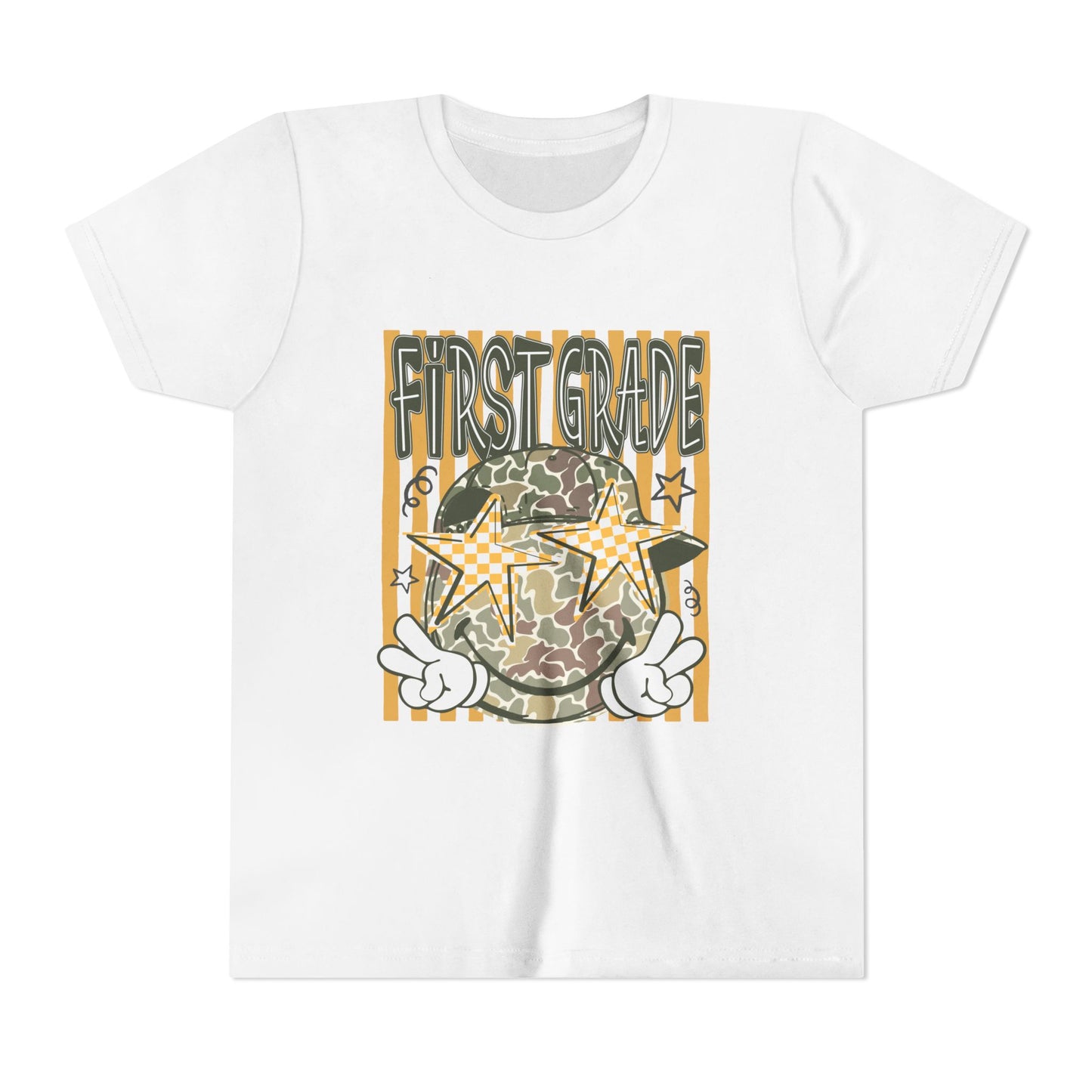 First Grade Camo Stars Youth Tee - Back to School Kids T-Shirt