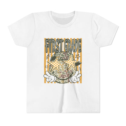 First Grade Camo Stars Youth Tee - Back to School Kids T-Shirt