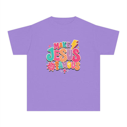 Youth T-Shirt — "Make Jesus Famous" Colorful Graphic Christian Tee