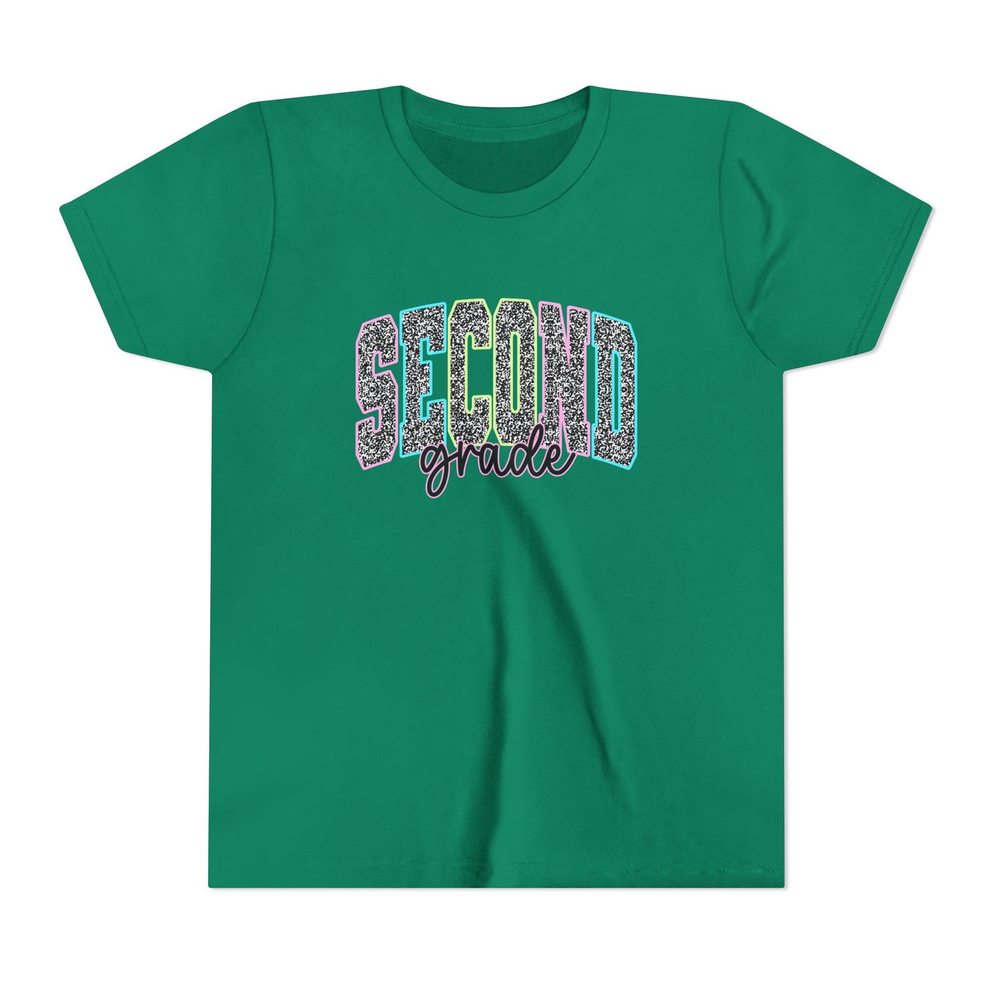 Second Grade Youth T‑Shirt — Colorful Glitter Lettering Back-to-School Tee