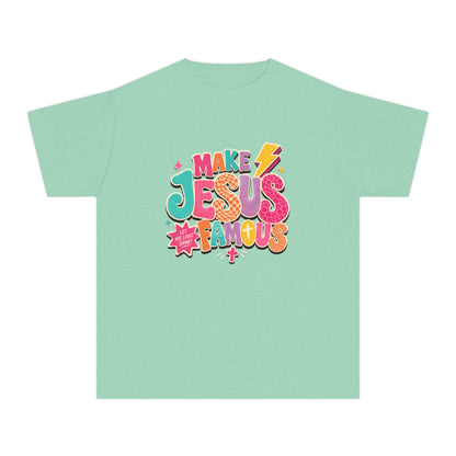 Youth T-Shirt — "Make Jesus Famous" Colorful Graphic Christian Tee