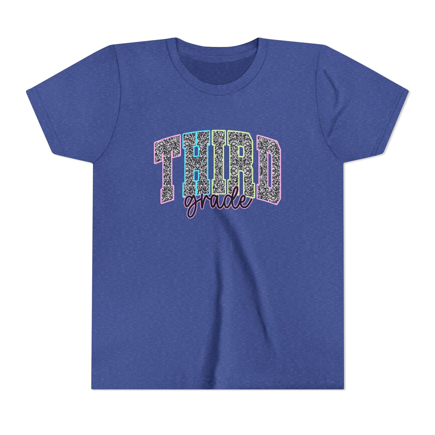 Third Grade Youth T-Shirt — Glitter Varsity Back-to-School Tee