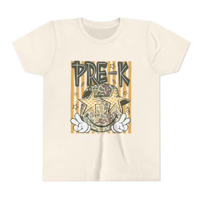 Pre-K Kids Tee — Camo Smiley Star Preschool Shirt for Boys & Girls