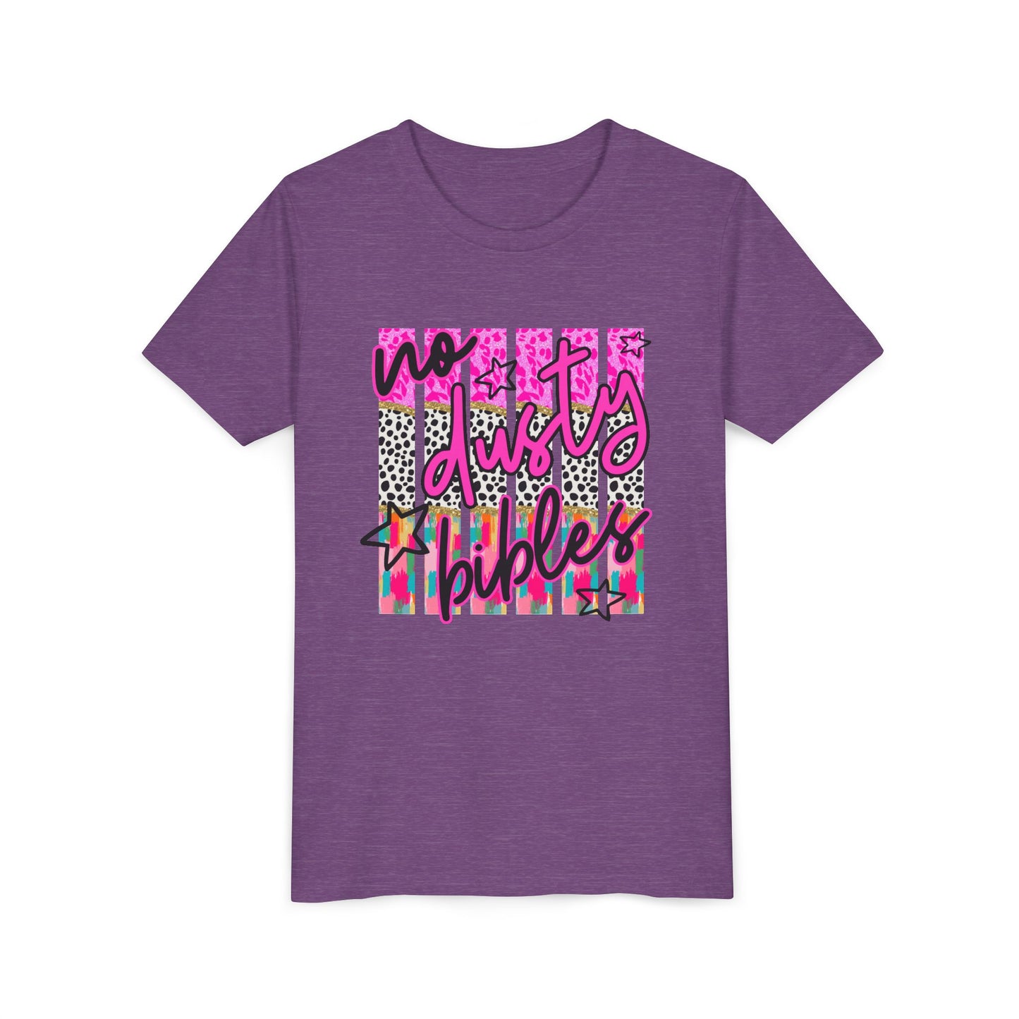 Youth Tee — "No Days Off" Colorful Leopard & Tie-Dye Graphic