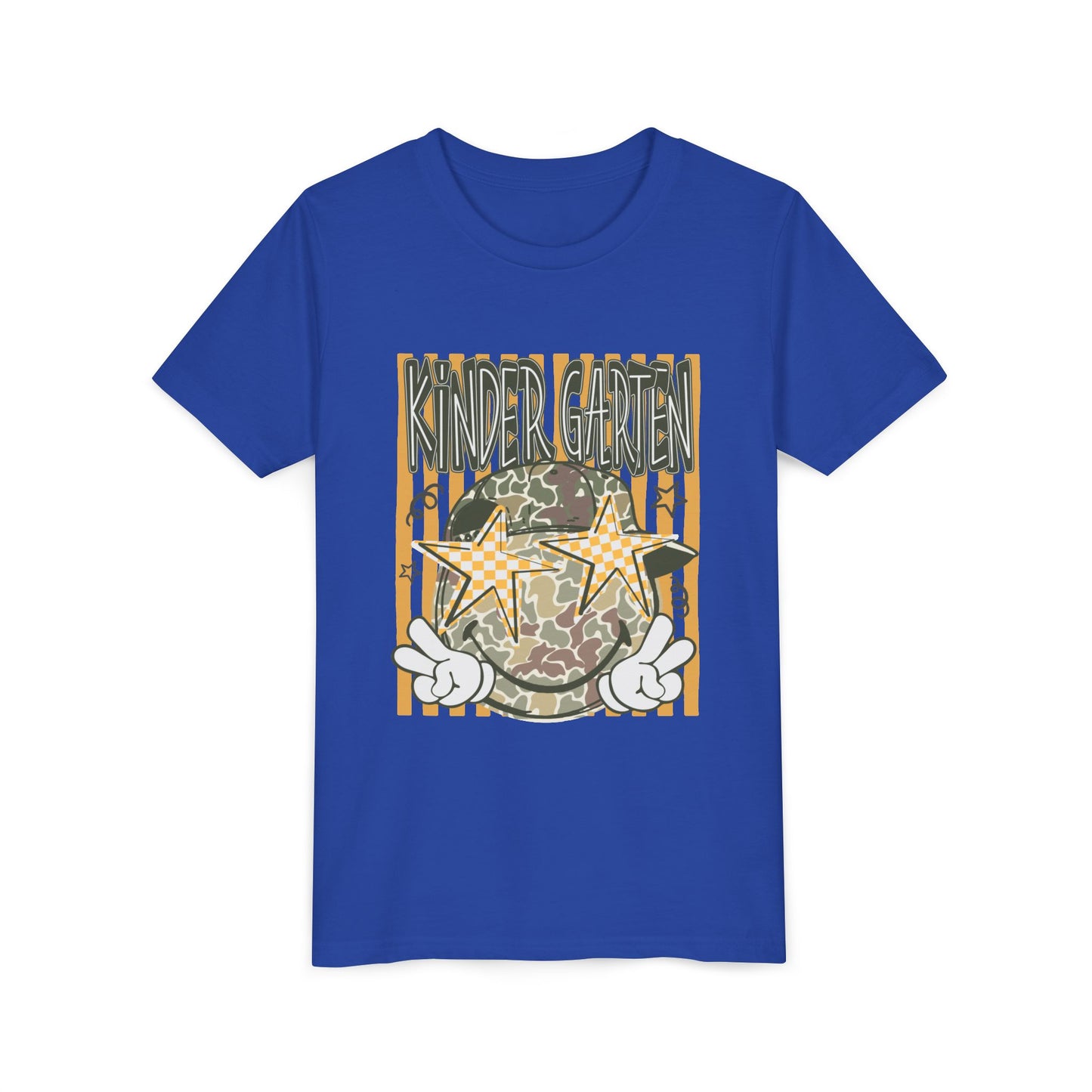 Kindergarten Stars Youth Tee – Camo Globe Graphic Back-to-School Shirt