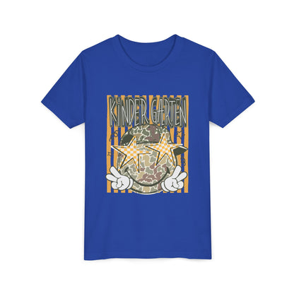 Kindergarten Stars Youth Tee – Camo Globe Graphic Back-to-School Shirt