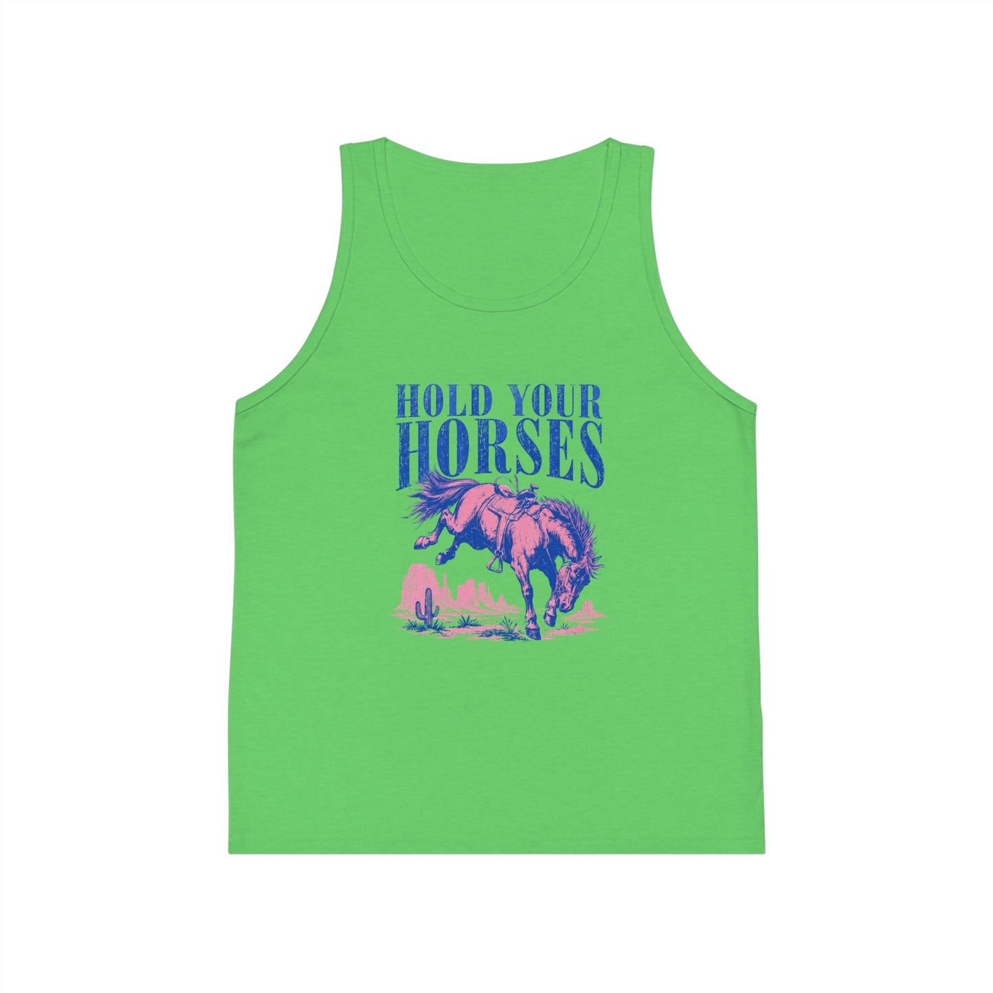 Kid's Tank Top — "Hold Your Horses" Vintage Rodeo Horse Graphic