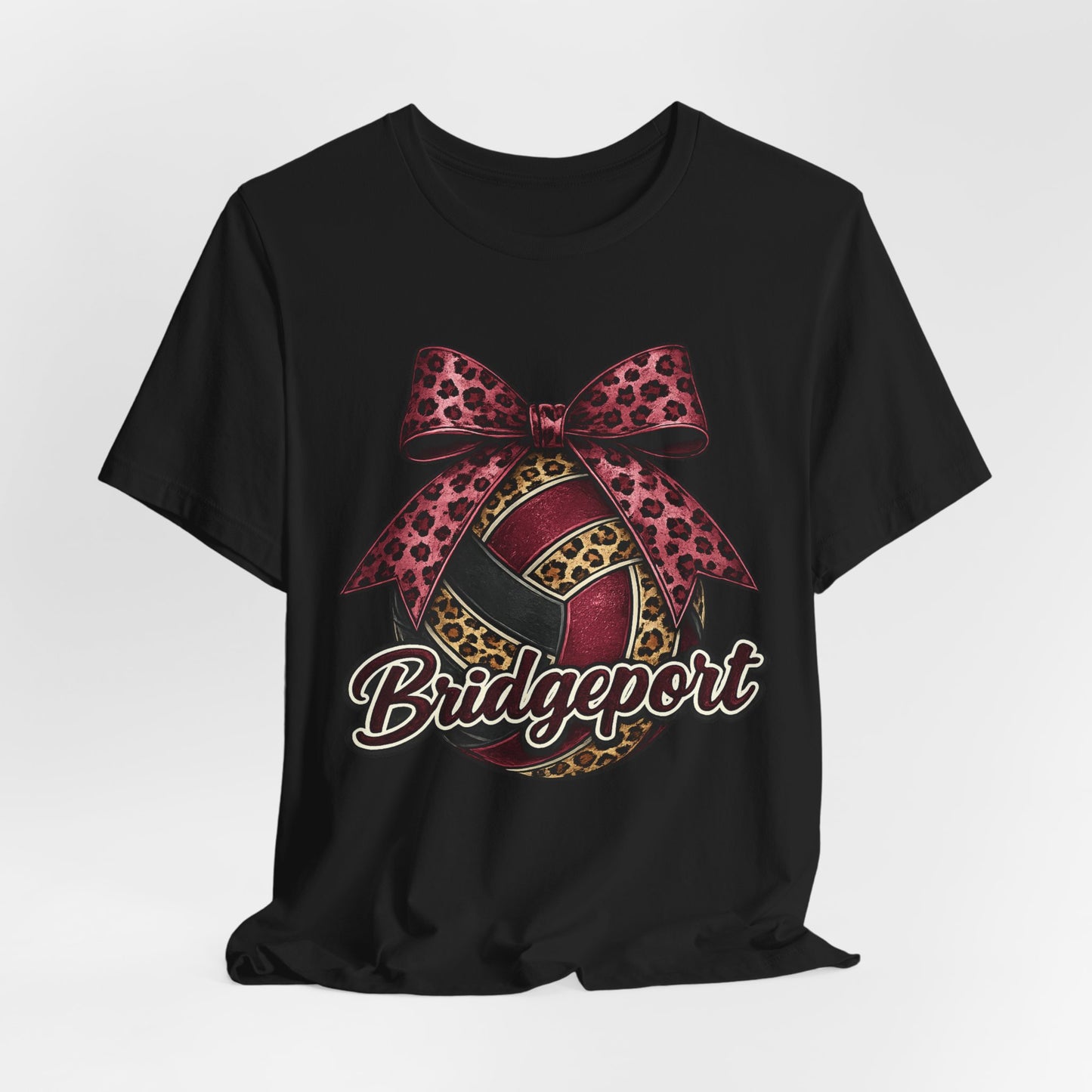 Bridgeport Leopard Volleyball Tee — Pink Bow Volleyball Shirt