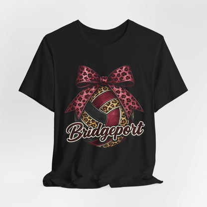 Bridgeport Leopard Volleyball Tee — Pink Bow Volleyball Shirt