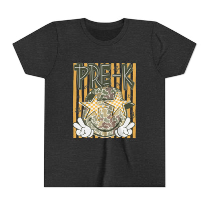 Pre-K Kids Tee — Camo Smiley Star Preschool Shirt for Boys & Girls