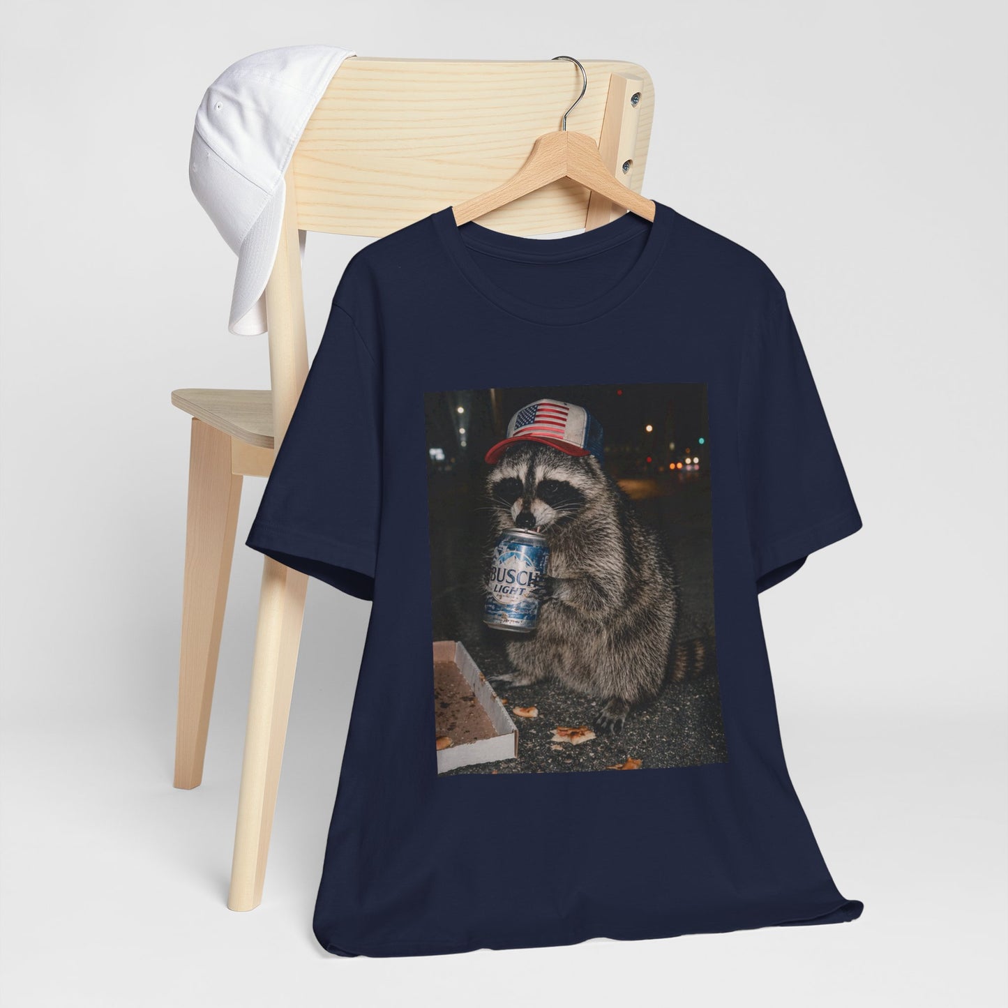 Raccoon Drinking Beer Graphic Tee - Funny Nightlife Animal Shirt