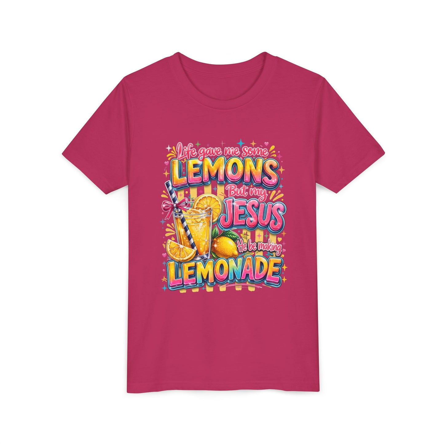 Youth Tee - "When Life Gives You Lemons" Jesus Lemonade Faith Graphic