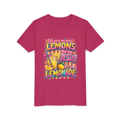 Youth Tee - "When Life Gives You Lemons" Jesus Lemonade Faith Graphic