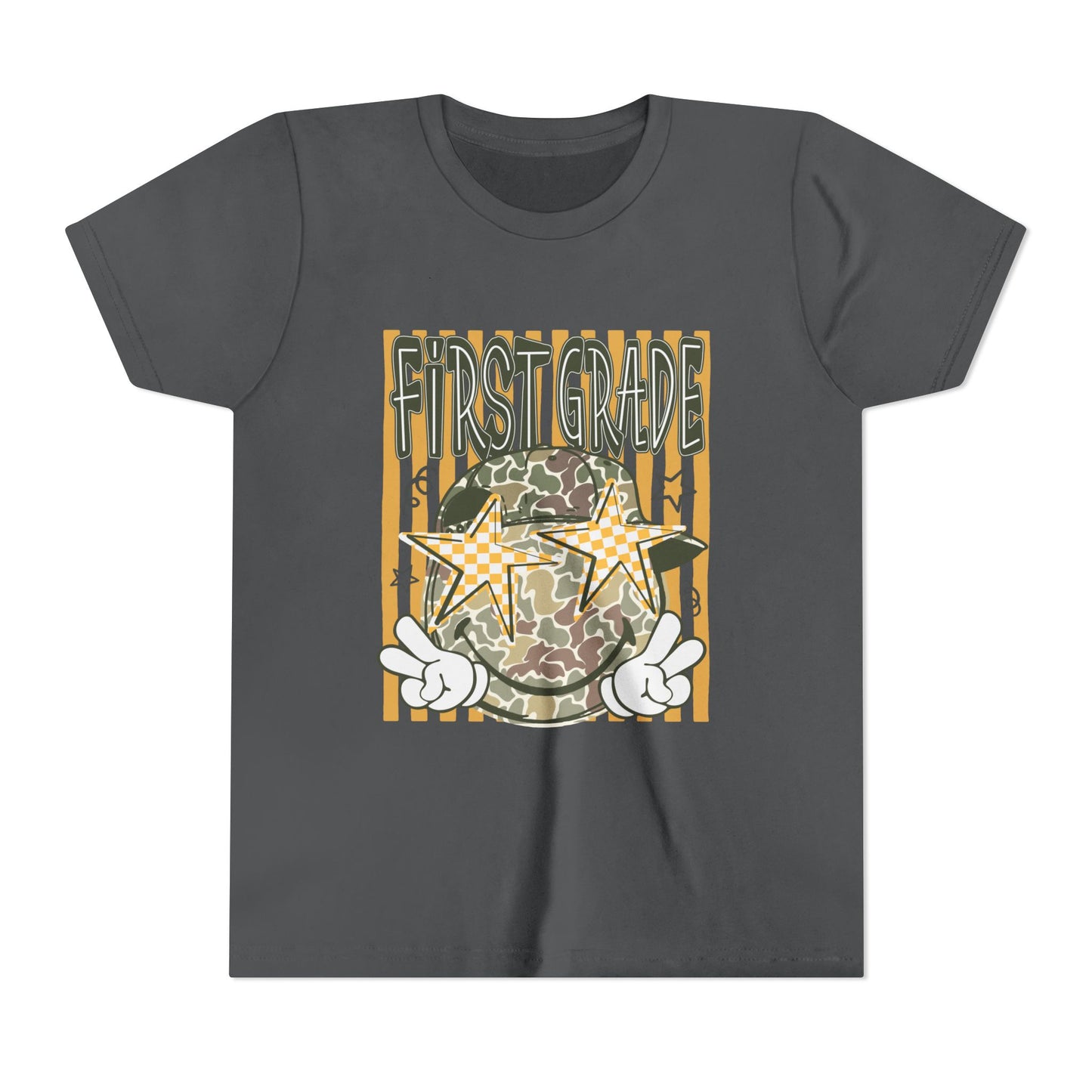 First Grade Camo Stars Youth Tee - Back to School Kids T-Shirt
