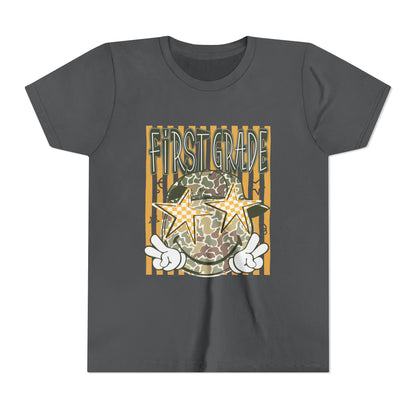 First Grade Camo Stars Youth Tee - Back to School Kids T-Shirt