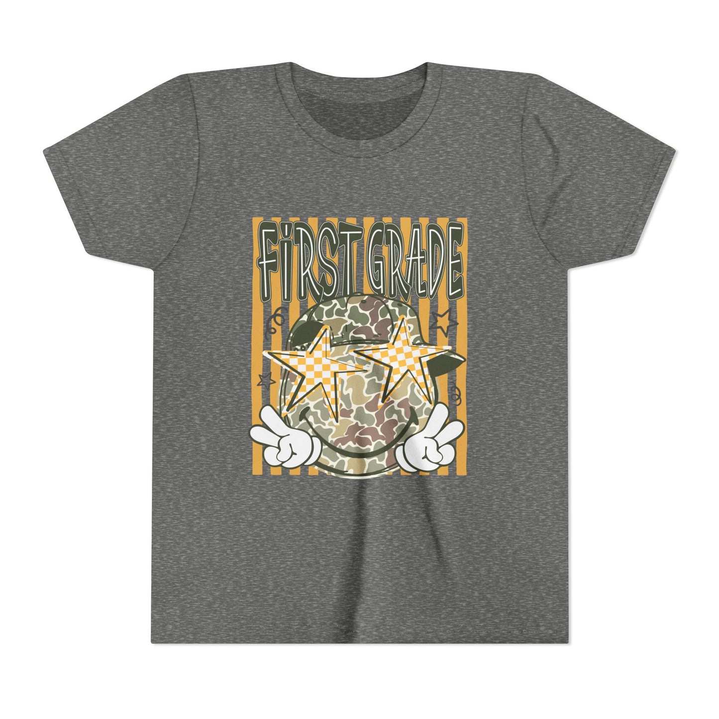 First Grade Camo Stars Youth Tee - Back to School Kids T-Shirt