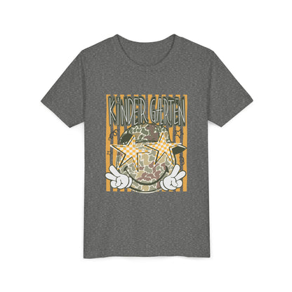 Kindergarten Stars Youth Tee – Camo Globe Graphic Back-to-School Shirt
