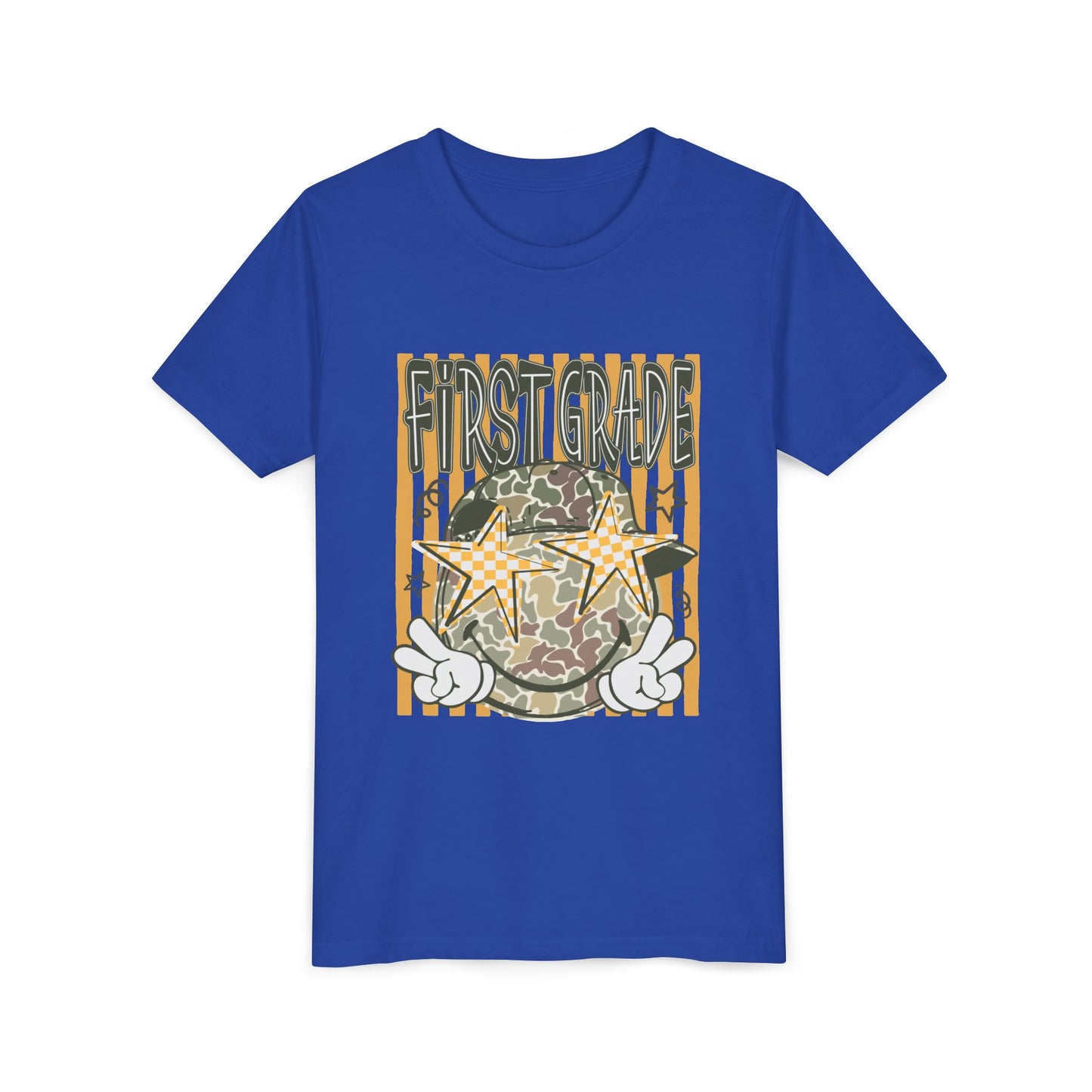 First Grade Camo Stars Youth Tee - Back to School Kids T-Shirt