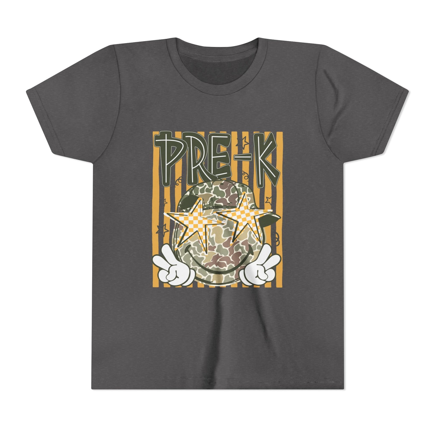 Pre-K Kids Tee — Camo Smiley Star Preschool Shirt for Boys & Girls