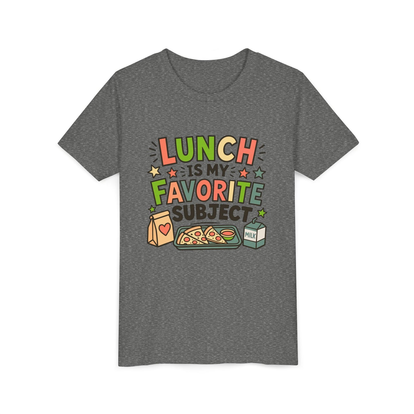 Youth Tee — "Lunch Is My Favorite Subject" Cute School Lunch Graphic