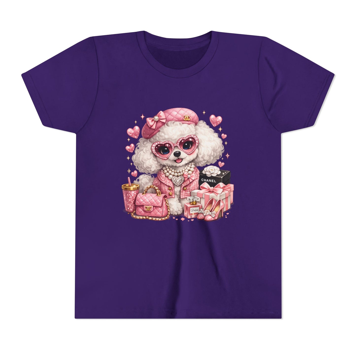 Cute Pink Poodle Fashion Kids Tee – Girly Puppy with Sunglasses & Gifts