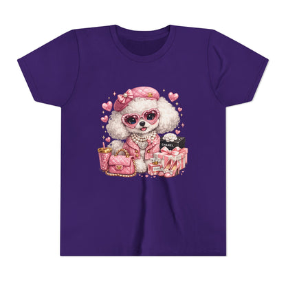 Cute Pink Poodle Fashion Kids Tee – Girly Puppy with Sunglasses & Gifts