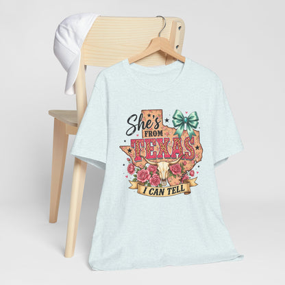 She's From Texas Tee – Floral Cowgirl State Pride T-Shirt