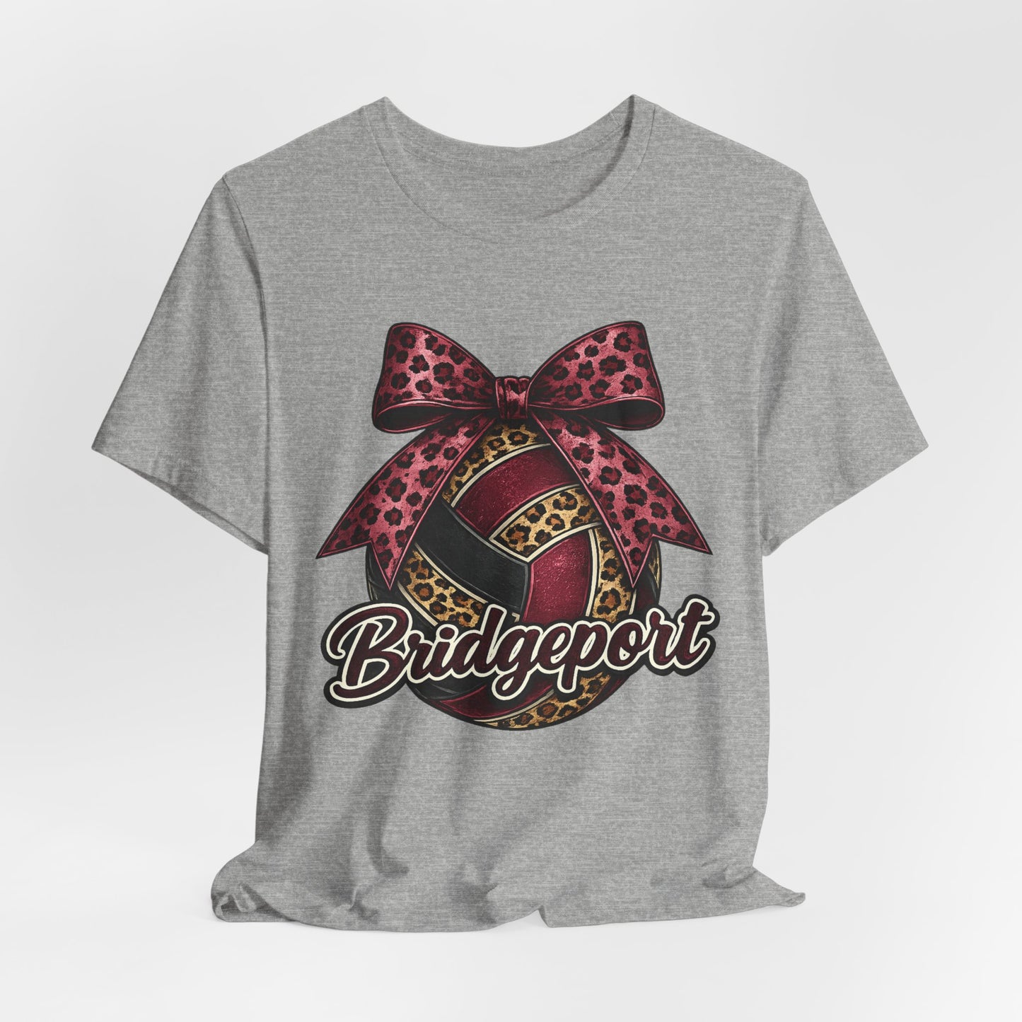 Bridgeport Leopard Volleyball Tee — Pink Bow Volleyball Shirt