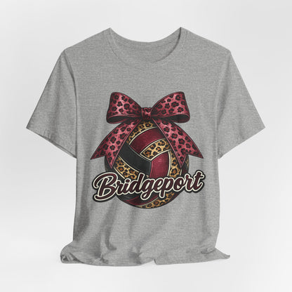 Bridgeport Leopard Volleyball Tee — Pink Bow Volleyball Shirt