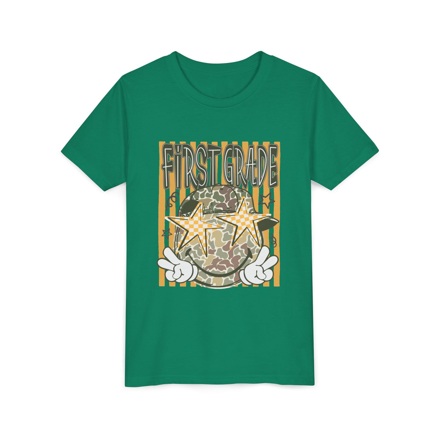 First Grade Camo Stars Youth Tee - Back to School Kids T-Shirt