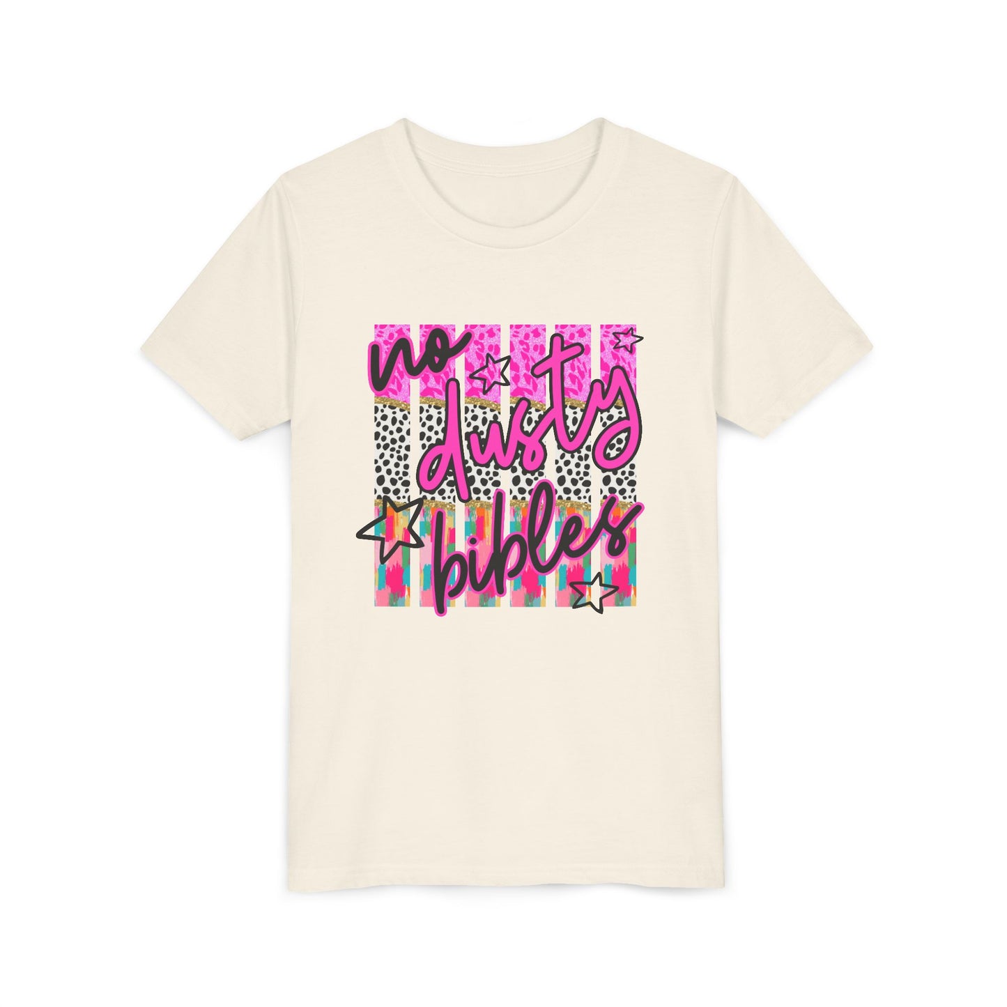 Youth Tee — "No Days Off" Colorful Leopard & Tie-Dye Graphic