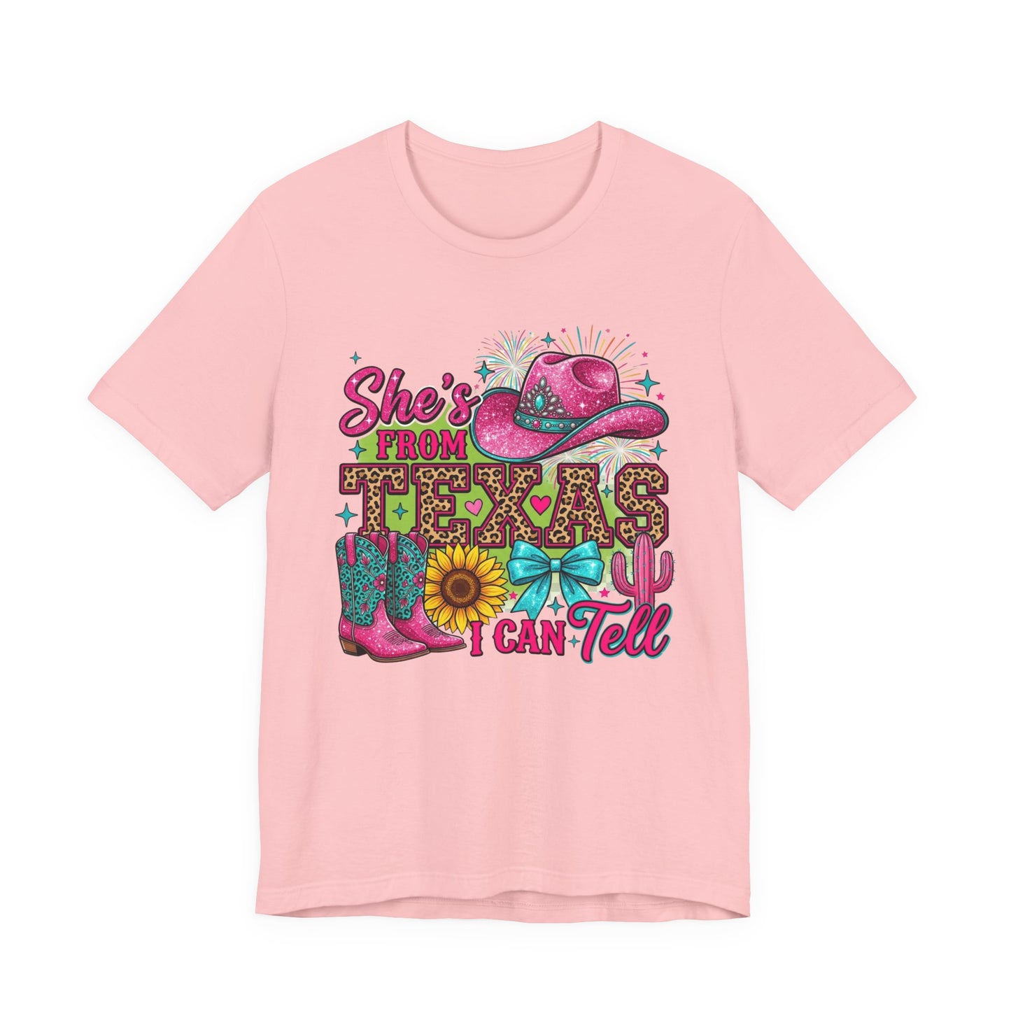 Texas Graphic Tee "She's From Texas I Can Tell" - Cowgirl Boots & Hat Shirt